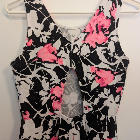 Eclipse Y2K Mini Dress – Neon Pink Floral, Size M, Made in USA - Picture 3 of 5